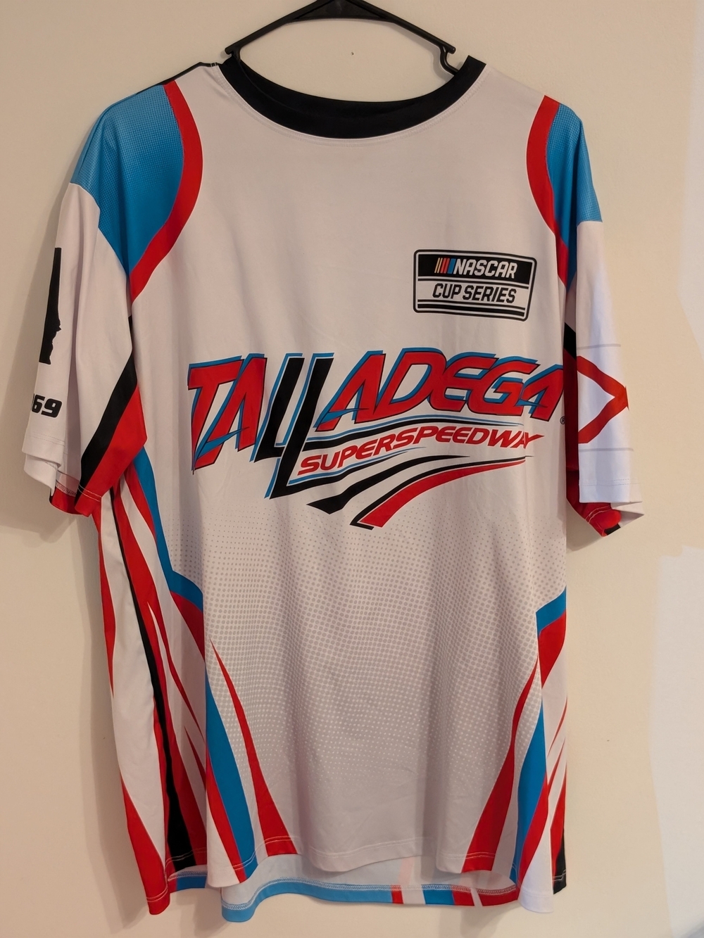 Nascar Talladega Superspeedway White Red and Blue Graphic Jersey